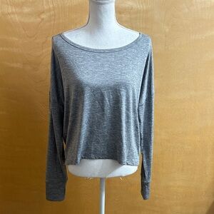 NWOT Z By Zella Grey Long Sleeve Top Slightly Cropped Size L
